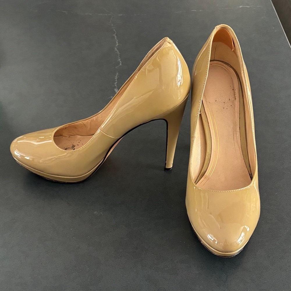 Cole Haan Nude Patent Leather Platform Pumps
